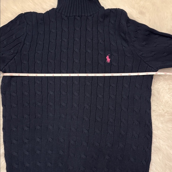 Ralph Lauren Sport Women Navy Cotton Turtleneck Sweater Size L pre-owned. - Picture 6 of 8
